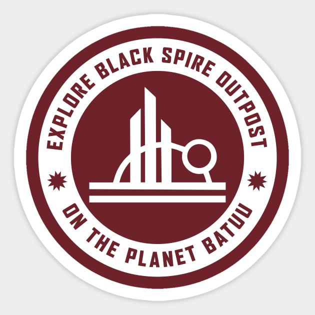 Explore Black Spire Outpost Shirt Sticker by amy1142